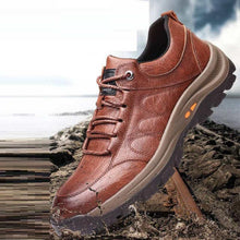 Load image into Gallery viewer, Elegant Black Leather Mens Business Boots Platform Winter Sneakers Without Lace Safety Shoe Quick-Drying Tactical Shoe Comfortable Sneaker Hiker Lightweight Ankle Motorcycle Mountain Running Short Boot
