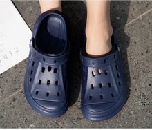 Load image into Gallery viewer, Elegant Black Mens Summer Clogs Shoes Couples Soft Thick Sole Beach Shoes Black Garden Sandals Unisex Garden Clogs Shoes Summer Slip On Sandals For Mens

