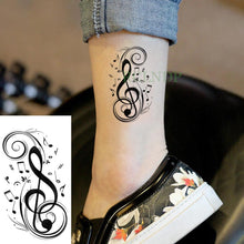 Load image into Gallery viewer, Elegant Black Music Notes Waterproof Sticker Tattoos Temporary Chest Shoulder Tattoos For Men Women
