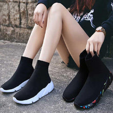Load image into Gallery viewer, Elegant Black Womens Socks Sneakers Trainers Women Slip-on Stretch Black Sneakers Lightweight Breathable Walking Shoes Running Shoes Mesh Workout Casual Sports Sneakers
