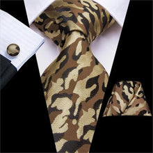Load image into Gallery viewer, Elegant Business Yellow Gold Ties Men Charming Handkerchiefs Cufflinks Set Unique Design Men Tie Set For Wedding Suit
