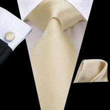 Load image into Gallery viewer, Elegant Business Yellow Gold Ties Men Charming Handkerchiefs Cufflinks Set Unique Design Men Tie Set For Wedding Suit
