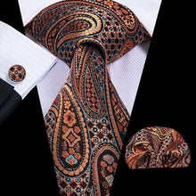 Load image into Gallery viewer, Elegant Business Yellow Gold Ties Men Charming Handkerchiefs Cufflinks Set Unique Design Men Tie Set For Wedding Suit
