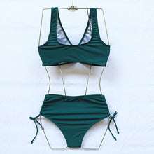 Load image into Gallery viewer, Elegant High Waist Bikini Set Push Up Swimwear Women Swimsuits New Black Bathing Suit Twist Women's High Waist Bikini Twist Front Tie Back 2 Piece Lace Up Summer Swimsuits
