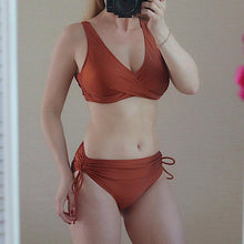 Load image into Gallery viewer, Elegant High Waist Bikini Set Push Up Swimwear Women Swimsuits New Black Bathing Suit Twist Women's High Waist Bikini Twist Front Tie Back 2 Piece Lace Up Summer Swimsuits
