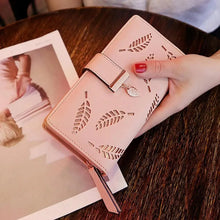 Load image into Gallery viewer, Elegant Leaf Zipper PU Leather Women Wallet Retro Card Holder Modern Design Wallet Excellent Gift
