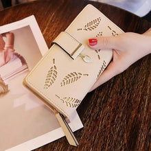 Load image into Gallery viewer, Elegant Leaf Zipper PU Leather Women Wallet Retro Card Holder Modern Design Wallet Excellent Gift
