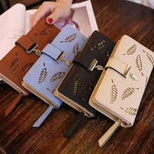 Load image into Gallery viewer, Elegant Leaf Zipper PU Leather Women Wallet Retro Card Holder Modern Design Wallet Excellent Gift
