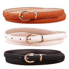 Load image into Gallery viewer, Elegant Leather Adjustable Thin Belt For Women Unique Black Design Ladies Belt High Quality Charming Waistbands For Dress
