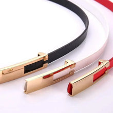 Load image into Gallery viewer, Elegant Leather Adjustable Thin Belt For Women Unique Black Design Ladies Belt High Quality Charming Waistbands For Dress
