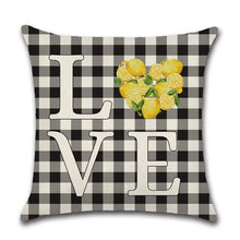 Load image into Gallery viewer, Elegant Linen Cushion Cover Black White Plaid Flower Pillow Case Throw Pillow Covers Waterproof Summer Outdoor Pillow Covers Home Summer Pillow Covers Home Decorative Pillows Cover For Sofa 45x45CM
