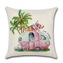 Load image into Gallery viewer, Elegant Linen Cushion Cover Black White Plaid Flower Pillow Case Throw Pillow Covers Waterproof Summer Outdoor Pillow Covers Home Summer Pillow Covers Home Decorative Pillows Cover For Sofa 45x45CM
