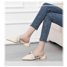 Load image into Gallery viewer, Elegant Low Heel Women Summer Pointed-Toe Slippers Slip On Office Shoes Luxury Women Slip On Comfortable Pointed Toe Womens Loafers Backless Low Heel Slide Slippers
