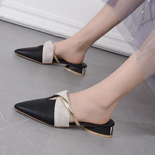 Load image into Gallery viewer, Elegant Low Heel Women Summer Pointed-Toe Slippers Slip On Office Shoes Luxury Women Slip On Comfortable Pointed Toe Womens Loafers Backless Low Heel Slide Slippers
