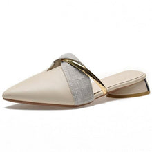 Load image into Gallery viewer, Elegant Low Heel Women Summer Pointed-Toe Slippers Slip On Office Shoes Luxury Women Slip On Comfortable Pointed Toe Womens Loafers Backless Low Heel Slide Slippers
