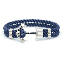 Load image into Gallery viewer, Elegant Modern Handmade Stainless Steel Men Anchor Bracelet made of Nylon in Navy Blue Color For Man
