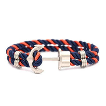 Load image into Gallery viewer, Elegant Modern Handmade Stainless Steel Men Anchor Bracelet made of Nylon in Navy Blue Color For Man
