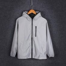 Load image into Gallery viewer, Elegant Modern Reflective Plus Size Jacket Men Spring Autumn Windbreaker Packable Jacket Male Hooded Coats Hooded Fluorescent Clothing Reflective Jacket Coat Fashion Running Jacket
