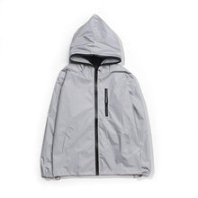 Load image into Gallery viewer, Elegant Modern Reflective Plus Size Jacket Men Spring Autumn Windbreaker Packable Jacket Male Hooded Coats Hooded Fluorescent Clothing Reflective Jacket Coat Fashion Running Jacket
