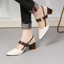 Load image into Gallery viewer, Elegant Office Sandals Women's Summer New Pointy Sandals Fashion Woman Shoes Low Flats Shoes Mules Slip On Closed Toe Low Heels Sandal Cute Shoes
