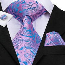 Load image into Gallery viewer, Elegant Pink Silk  Necktie Pocket Square Cufflinks Set Elegant Men's Fashion Wedding Ties For Men And Daily Wear Ties

