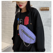 Load image into Gallery viewer, Elegant Purple Ladies Chain Waist Bag Canvas Fanny Pack Luxury Outdoor Chest Bag Phone Purse For Everyday Use
