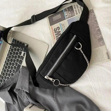 Load image into Gallery viewer, Elegant Purple Ladies Chain Waist Bag Canvas Fanny Pack Luxury Outdoor Chest Bag Phone Purse For Everyday Use
