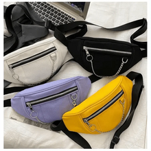 Load image into Gallery viewer, Elegant Purple Ladies Chain Waist Bag Canvas Fanny Pack Luxury Outdoor Chest Bag Phone Purse For Everyday Use
