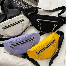 Load image into Gallery viewer, Elegant Purple Ladies Chain Waist Bag Canvas Fanny Pack Luxury Outdoor Chest Bag Phone Purse For Everyday Use
