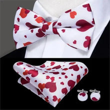 Load image into Gallery viewer, Elegant Silk Butterfly Business Bow Tie Pocket Square Cufflinks Set For Men Formal Wedding Bowtie Set For Office
