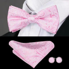 Load image into Gallery viewer, Elegant Silk Butterfly Business Bow Tie Pocket Square Cufflinks Set For Men Formal Wedding Bowtie Set For Office

