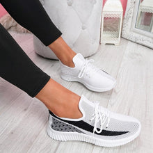 Load image into Gallery viewer, Elegant Sport Women's Vulcanized Female Lace Up Mesh Sneakers Round Toe Casual Walking Shoes Mesh Flat Anti-slip Women Breathable Mesh Fashion Sneakers
