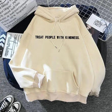 Load image into Gallery viewer, Elegant Spring Casual Treat People With Kindness Women/Men Vintage Casual Casual Hoodies with Pockets Letter Print Design and Cute Print Drawstring Hoodies For Men Women Comfortable Unisex Hoodies
