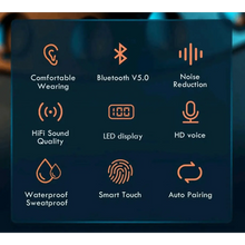 Load image into Gallery viewer, Elegant TWS Bluetooth 5.0 Earphones 2200mAh Charging Box Modern Wireless Headphone 9D Stereo Sports Waterproof Earbuds Luxury Headsets With Microphone Wireless Headphones with LED Display Wireless Earbuds with Mic, IPX8 Waterproof Touch Control Headphones
