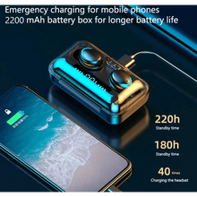 Load image into Gallery viewer, Elegant TWS Bluetooth 5.0 Earphones 2200mAh Charging Box Modern Wireless Headphone 9D Stereo Sports Waterproof Earbuds Luxury Headsets With Microphone Wireless Headphones with LED Display Wireless Earbuds with Mic, IPX8 Waterproof Touch Control Headphones
