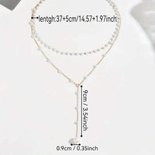 Load image into Gallery viewer, Elegant Vintage Style Double-Layer Pendant Necklace with Imitation Pearl Accents and Tassel Drop
