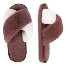 Load image into Gallery viewer, Elegant Warm Fluffy Slippers Women Faux Fur Indoor Floor Slides Flat Soft Furry Shoes Non Slip House Soft Plush Cozy House Shoes Furry Open Toe Indoor Outdoor Slip On Warm Winter Shoes
