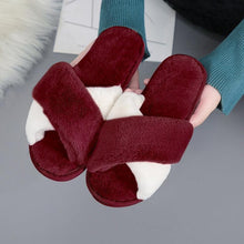 Load image into Gallery viewer, Elegant Warm Fluffy Slippers Women Faux Fur Indoor Floor Slides Flat Soft Furry Shoes Non Slip House Soft Plush Cozy House Shoes Furry Open Toe Indoor Outdoor Slip On Warm Winter Shoes
