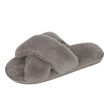 Load image into Gallery viewer, Elegant Warm Fluffy Slippers Women Faux Fur Indoor Floor Slides Flat Soft Furry Shoes Non Slip House Soft Plush Cozy House Shoes Furry Open Toe Indoor Outdoor Slip On Warm Winter Shoes
