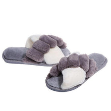 Load image into Gallery viewer, Elegant Warm Fluffy Slippers Women Faux Fur Indoor Floor Slides Flat Soft Furry Shoes Non Slip House Soft Plush Cozy House Shoes Furry Open Toe Indoor Outdoor Slip On Warm Winter Shoes
