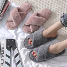 Load image into Gallery viewer, Elegant Warm Fluffy Slippers Women Faux Fur Indoor Floor Slides Flat Soft Furry Shoes Non Slip House Soft Plush Cozy House Shoes Furry Open Toe Indoor Outdoor Slip On Warm Winter Shoes
