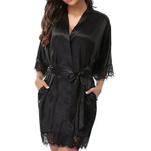 Load image into Gallery viewer, Elegant White Design Silk Short Women Bathrobe Classic Soft And Comfortable Women's Style Sleepwear Indoor Bathrobe
