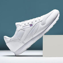 Load image into Gallery viewer, Elegant White Leather Mans Womens Sneakers Summer Lace-Up Trainers Gym Tennis Running Breathable High Quality Sport Women Mesh Wokrout Casual Slip On Flats Sneakers
