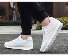 Load image into Gallery viewer, Elegant White Leather Mans Womens Sneakers Summer Lace-Up Trainers Gym Tennis Running Breathable High Quality Sport Women Mesh Wokrout Casual Slip On Flats Sneakers
