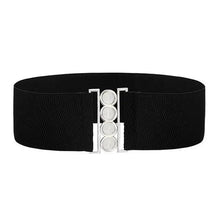Load image into Gallery viewer, Elegant Wide Fabric Strap  Silver Metal Buckle Belts For Women Trendy Women's Fashion Stretchable Classic Color Belts
