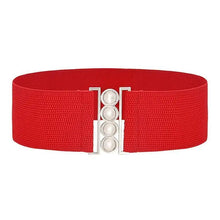 Load image into Gallery viewer, Elegant Wide Fabric Strap  Silver Metal Buckle Belts For Women Trendy Women's Fashion Stretchable Classic Color Belts
