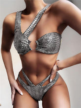Load image into Gallery viewer, Elegant Women Bandage Swimwear Women Snake Bikini Swimsuit Female Gold Bikini Set Bathing Suit Swim Wear Women Shiny Bikini String Two Pieces Swimsuit Female Swimwear

