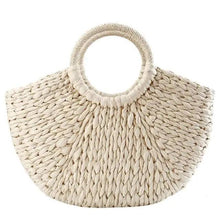Load image into Gallery viewer, Elehant Women's Woven Wicker Straw Half Round Bag Trendy Large Capacity Female Casual Travel Bag
