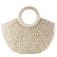 Load image into Gallery viewer, Elehant Women's Woven Wicker Straw Half Round Bag Trendy Large Capacity Female Casual Travel Bag
