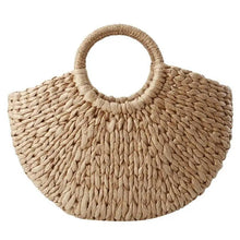 Load image into Gallery viewer, Elehant Women's Woven Wicker Straw Half Round Bag Trendy Large Capacity Female Casual Travel Bag
